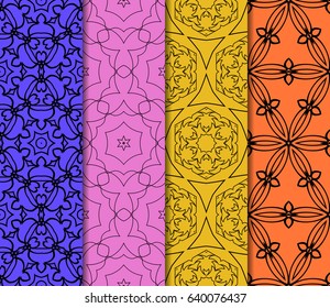 set of original geometric floral patterns. modern ornament. vector illustration for design invitation, background, wallpaper