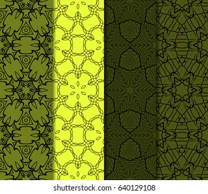 set of original geometric floral patterns. modern ornament. vector illustration for design invitation, background, wallpaper