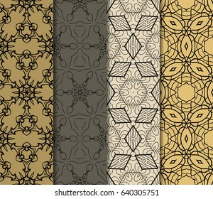 set of original geometric floral patterns. modern ornament. vector illustration for design invitation, background, wallpaper