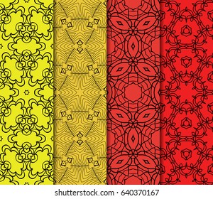 set of original geometric floral patterns. modern ornament. vector illustration for design invitation, background, wallpaper