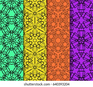 set of original geometric floral patterns. modern ornament. vector illustration for design invitation, background, wallpaper