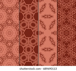 set of original geometric floral patterns. modern ornament. vector illustration for design invitation, background, wallpaper. seamless. brick color
