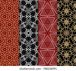 set of original geometric seamless pattern. vector illustration