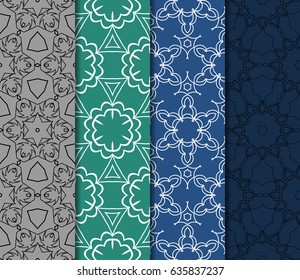 set of original geometrical patterns. modern ornament. vector illustration for design wedding invitation, background, wallpaper