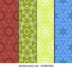 set of original geometrical patterns. modern ornament. vector illustration for design wedding invitation, background, wallpaper