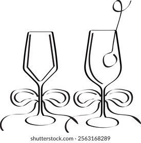 set original icon of a wine glass with an olive in it is drawn with a black outline