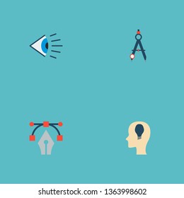 Set of original icons flat style symbols with concept, vision, bezier curve and other icons for your web mobile app logo design.