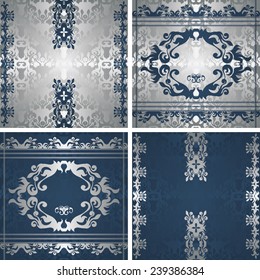 Set of original invitations. Silver and blue decoration       