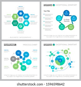 Set of original marketing or production concept graphic charts. Can be used for workflow layout, annual report, presentation slide, web design. Business concept with process and scatter plot charts