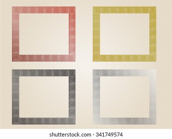 A set of original metal framework with antique pattern for the decoration of cards, letters, congratulations