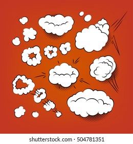 Set Of Original Quality Hand Drawn Comic Bubbles Bubbles On Red Background