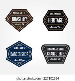 Set of original retro badge geometric logo design templates with vintage feeling and harmonious color schemes for a wide variety of businesses