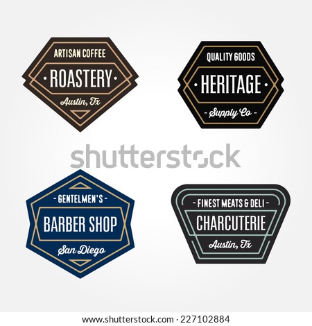 Set of original retro badge geometric logo design templates with vintage feeling and harmonious color schemes for a wide variety of businesses