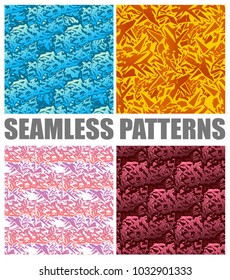 Set of original seamless patterns in graffiti style. Vector backgrounds.