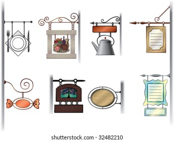 Set of original signboard for your text in Europe style