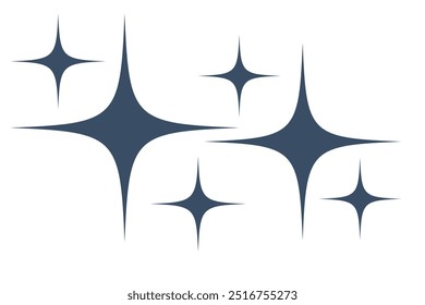 Set of original star sparkle shapes. Abstract shine effect vector sign. Retro futuristic bright vector icons collection. Glowing light effect, twinkle templates stars and bursts, shiny flash.