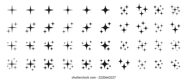 Set of original stars sparkle firework, decoration twinkle, shiny flash icon. Vector Illustration.