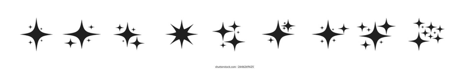 Set of original stars, sparkle firework decoration, twinkle shiny flash icon