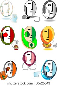 set of original symbolic faces