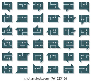 A set of original symbols, icons, emoticons in a modern technological style