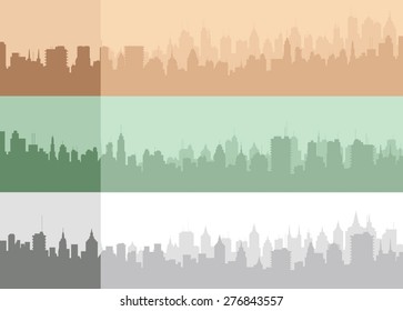 Set of an original vector city silhouette.