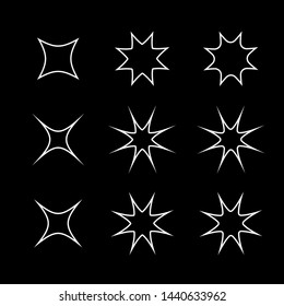 The set of original vector outline stars sparkle icon. 