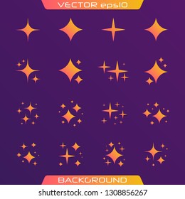 The set of original vector stars sparkle icon. Bright firework, decoration twinkle, shiny flash. Glowing light effect stars and bursts collection. Vector illustration.