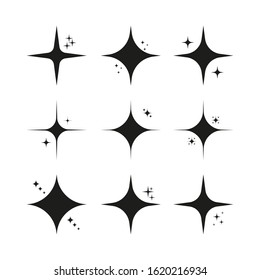 The set of original vector stars sparkle icon. Bright firework, twinkle, shiny flash. Sparkles symbols vector. Glowing light effect star collection. Black sparkles symbols vector.