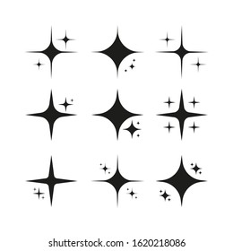 The set of original vector stars sparkle icon. Bright firework, twinkle, shiny flash. Sparkles symbols vector. Glowing light effect star collection. Black sparkles symbols vector.
