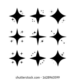 The set of original vector stars sparkle icon. Bright firework, twinkle, shiny flash. Sparkles symbols vector. Glowing light effect star collection. Black sparkles symbols vector.
