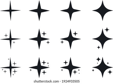 Set of original vector stars sparkle firework, decoration twinkle, shiny flash icon. Vector Illustration