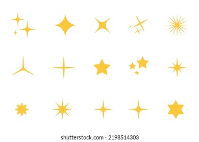 The set of original vector stars sparkle icon. Bright firework, decoration twinkle, shiny flash. Glowing light effect stars and bursts collection.Vector illustration isolated on white background.Eps 1