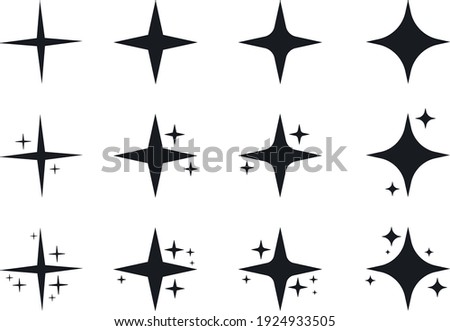 Set of original vector stars sparkle firework, decoration twinkle, shiny flash icon. Vector Illustration