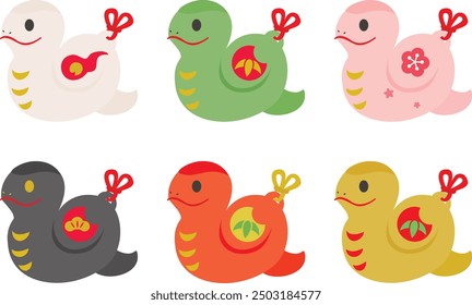 Set of the ornament of the cute snake of the Year of the Serpent
