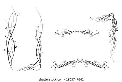set of ornament elements. climbing maiden grape plant. vector image