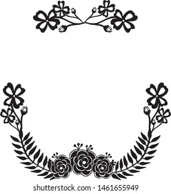 Set ornament floral frame, isolated on a white backdrop, decoration of invitation card. Vector