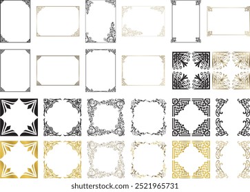 Set of ornament frames, elegant, vintage, modern, floral, geometric, decoration 04