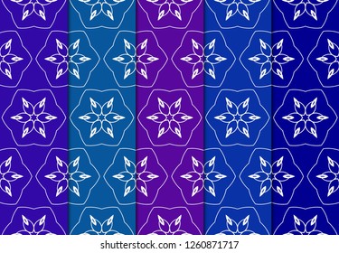 Set of Ornament With Geometric Colorful Pattern. For Print On Fabric, Papper, Design. Vector Illustration. Seamless.