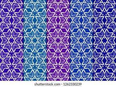 Set of Ornament With Geometric Colorful Pattern. For Print On Fabric, Papper, Design. Vector Illustration. Seamless.