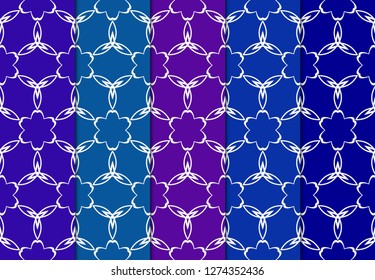 Set of Ornament With Geometric Colorful Pattern. For Print On Fabric, Papper, Design. Vector Illustration. Seamless.