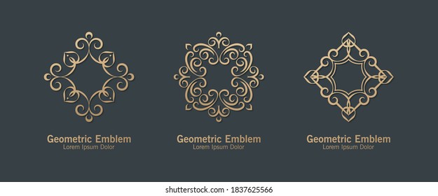 Set of ornament logo line art style luxury