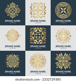 Set of ornament logo line art style luxury