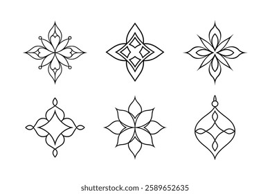 Set of ornament mandala ornament vector illustrstion Floral Geometric Line Art Designs, Geometric Mandala Line Art Designs,