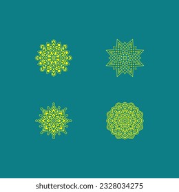 set of ornament mandalas pattern on yellow color