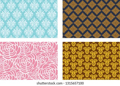 set of ornament pattern collection vector design