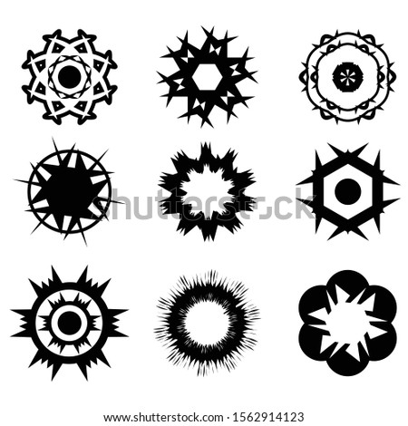 Set of Ornament round mandalas frames. Geometric circle element. Perfect set for design, birthday, other holiday, kaleidoscope, medallion, yoga, india, arabic style. black and white isolated.