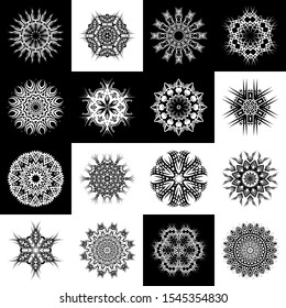 Set of Ornament round mandalas. Geometric circle element made in vector. Perfect set for any other kind of design, birthday and other holiday, kaleidoscope, medallion, yoga, india, arabic