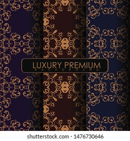 Set of Ornament Seamless Pattern. Collection of Line Art Texture for Wallpaper, Card, Invitation, Printing Art, Wallpaper, Vector Illustration - Vector