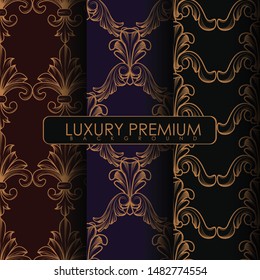 Set of Ornament Seamless Pattern. Collection of Line Art Texture for Wallpaper, Card, Invitation, Printing Art, Wallpaper, Vector Illustration - Vector