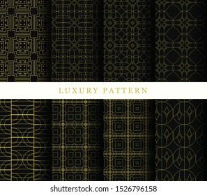 Set of Ornament Seamless Pattern. Collection of Line Art Texture for Wallpaper, Card, Invitation, Printing Art, Wallpaper, Vector Illustration - Vector